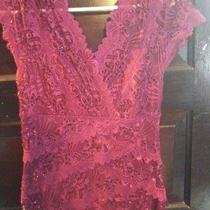 Le Chateau Vintage Lace-Tiered Beaded Dress